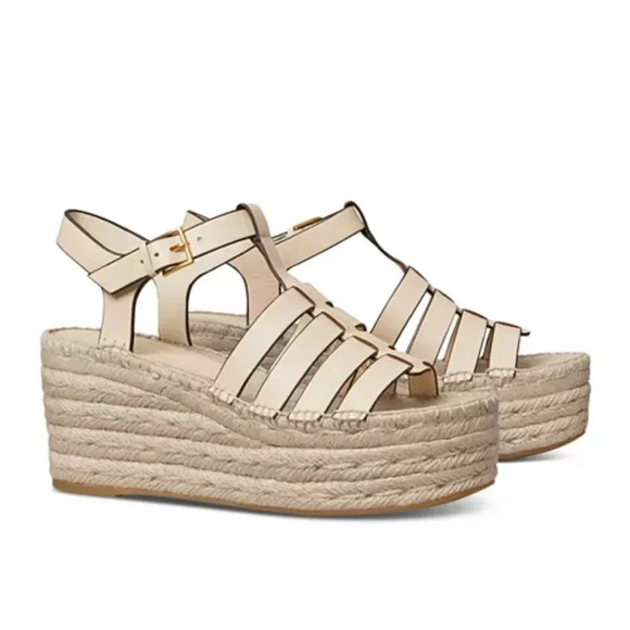 NWT (no box) Tory Burch Women's Fisherman Espadrille Platform Wedge Sandals - Picture 1 of 9